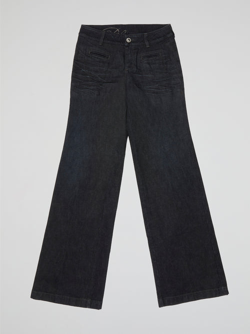 Black Wide Denim Pants