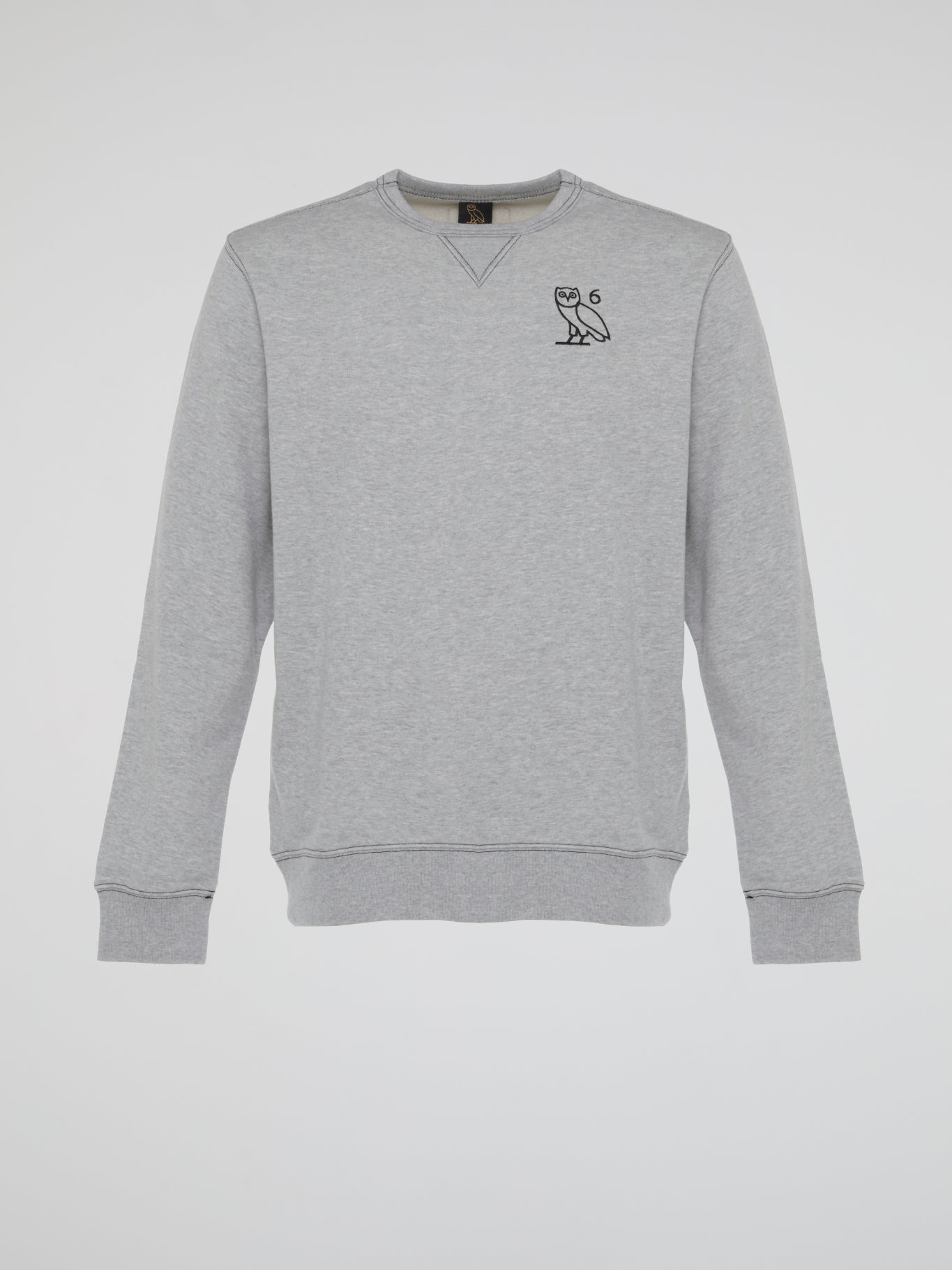Grey Contrast Stitch Long Sleeve Crewneck T-Shirt