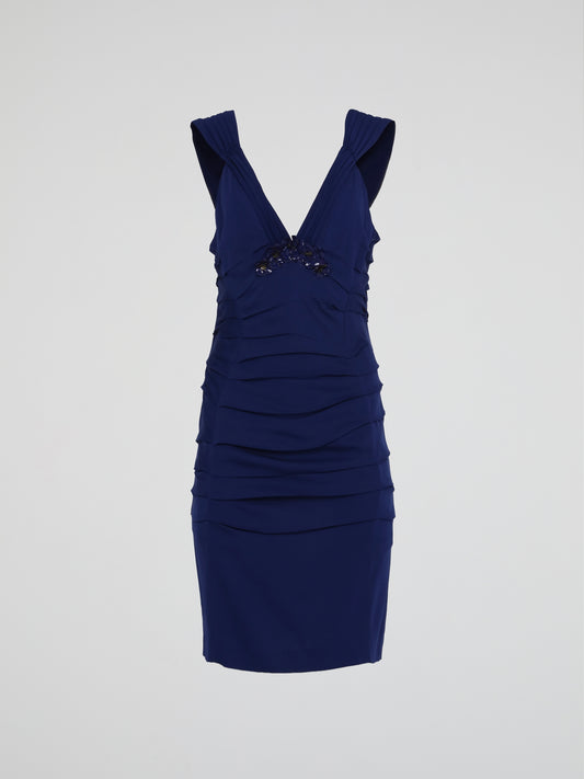 Navy Plunge Mini Dress