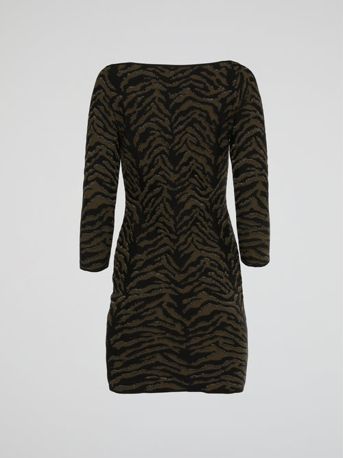 Animal Print Boat Neck Dress