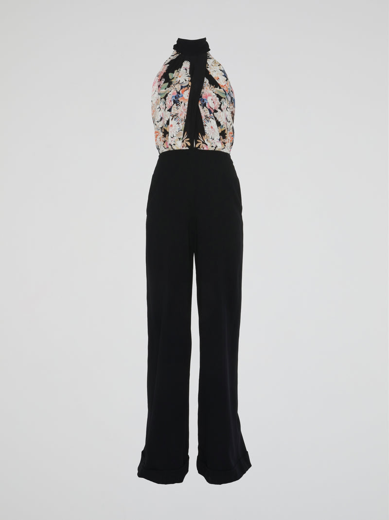 Floral Print Halter Neck Jumpsuit