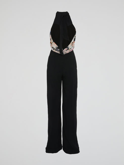 Floral Print Halter Neck Jumpsuit