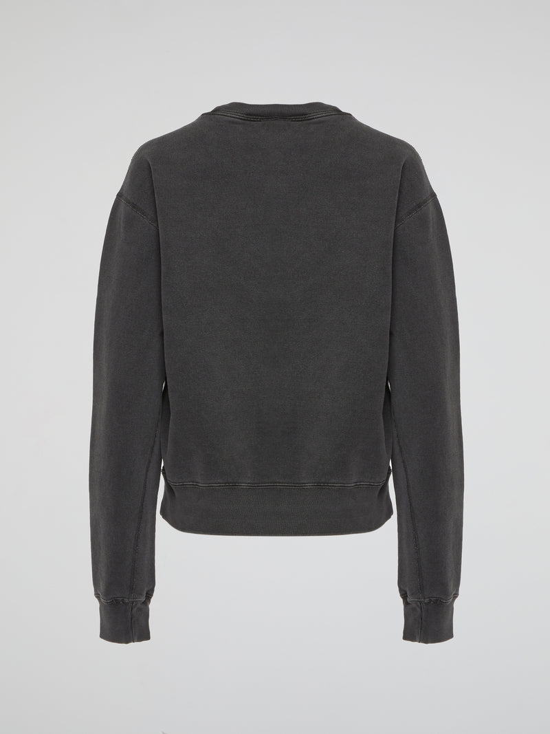 Black Garment Dye Crop Top Crewneck Shirt
