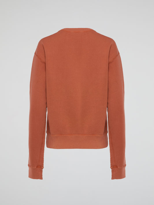 Orange Garment Dye Crop Top Crewneck Shirt