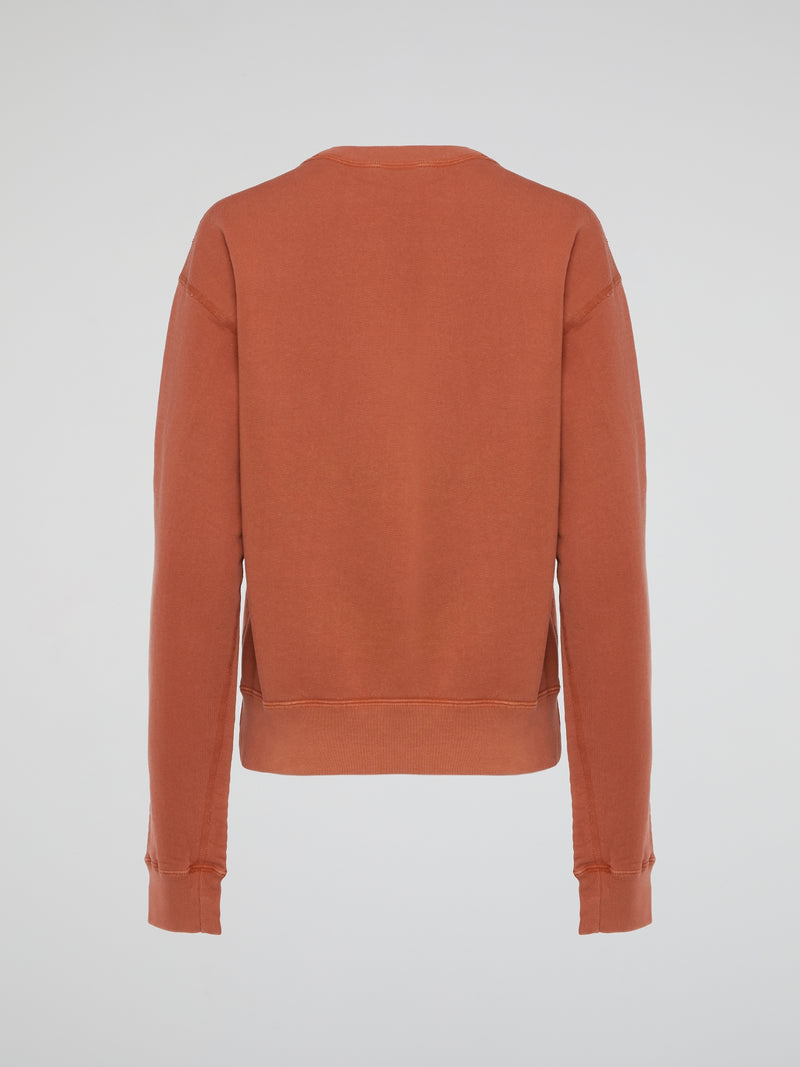 Orange Garment Dye Crop Top Crewneck Shirt