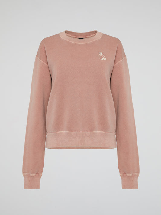 Pink Garment Dye Crop Top Crewneck Shirt
