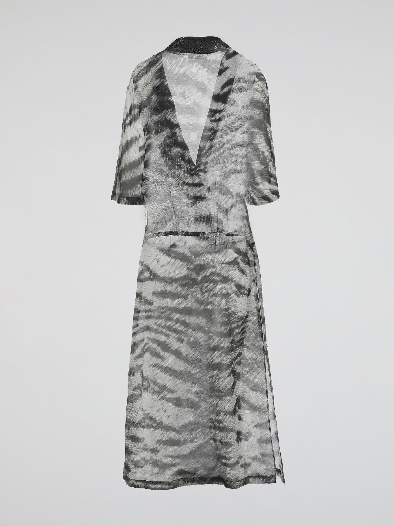 Grey Mirage Fringe-Embellished Long Kaftan