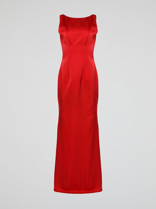 Red Sleeveless Backless Evening Dress