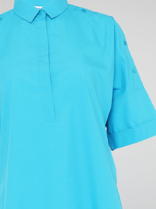 Step up your style game with the Blue Half Sleeve Shirt by Akris Punto. This statement piece effortlessly combines modern elegance with a touch of sophistication. Crafted with meticulous attention to detail, the vibrant blue hue and flattering half sleeves make this shirt a must-have addition to any fashion-forward wardrobe.