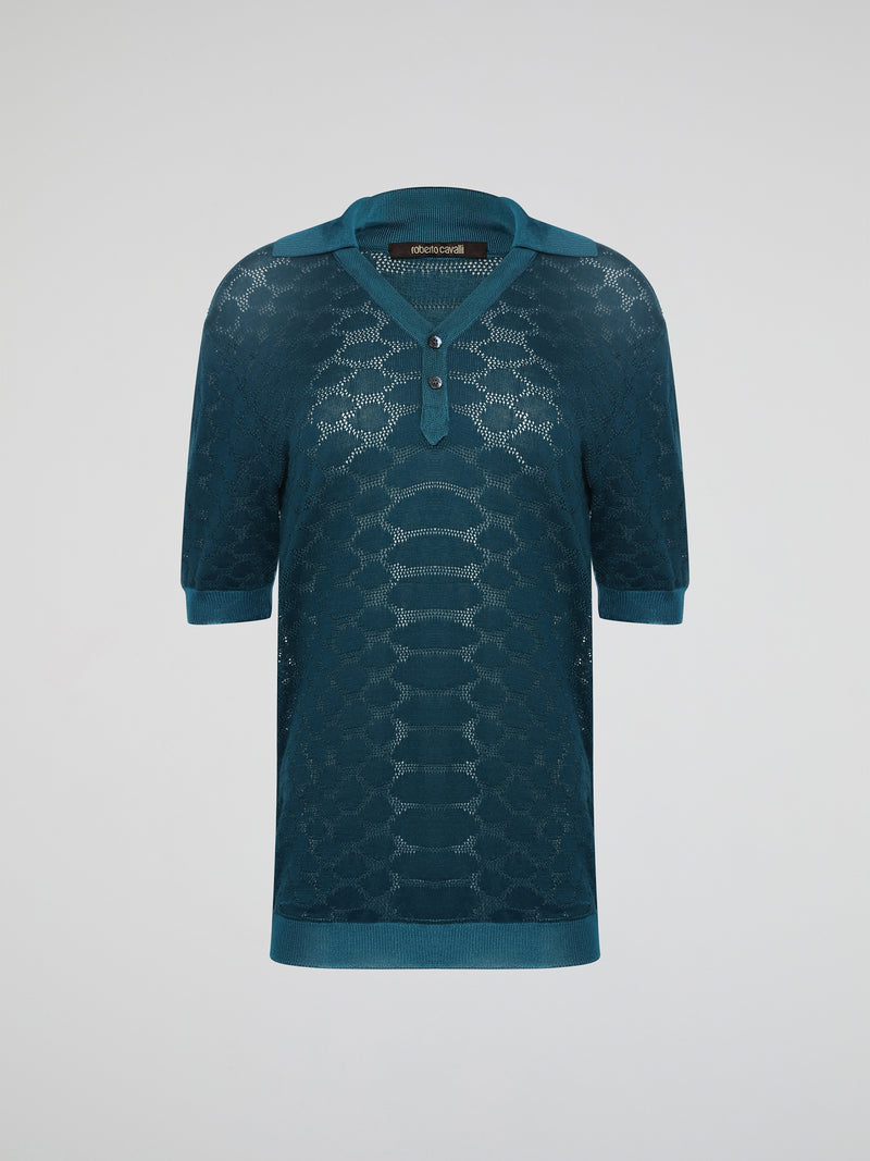 Step into the wild with the Green Reptilian Knitted Blouse by Roberto Cavalli – a mesmerizing blend of sophistication and untamed allure. Crafted with meticulous attention to detail, this alluring garment showcases a captivating reptilian-inspired pattern that dances as you move, making a statement wherever you go. Embrace your inner fashion predator and let this striking blouse unleash your fierce and fabulous style.