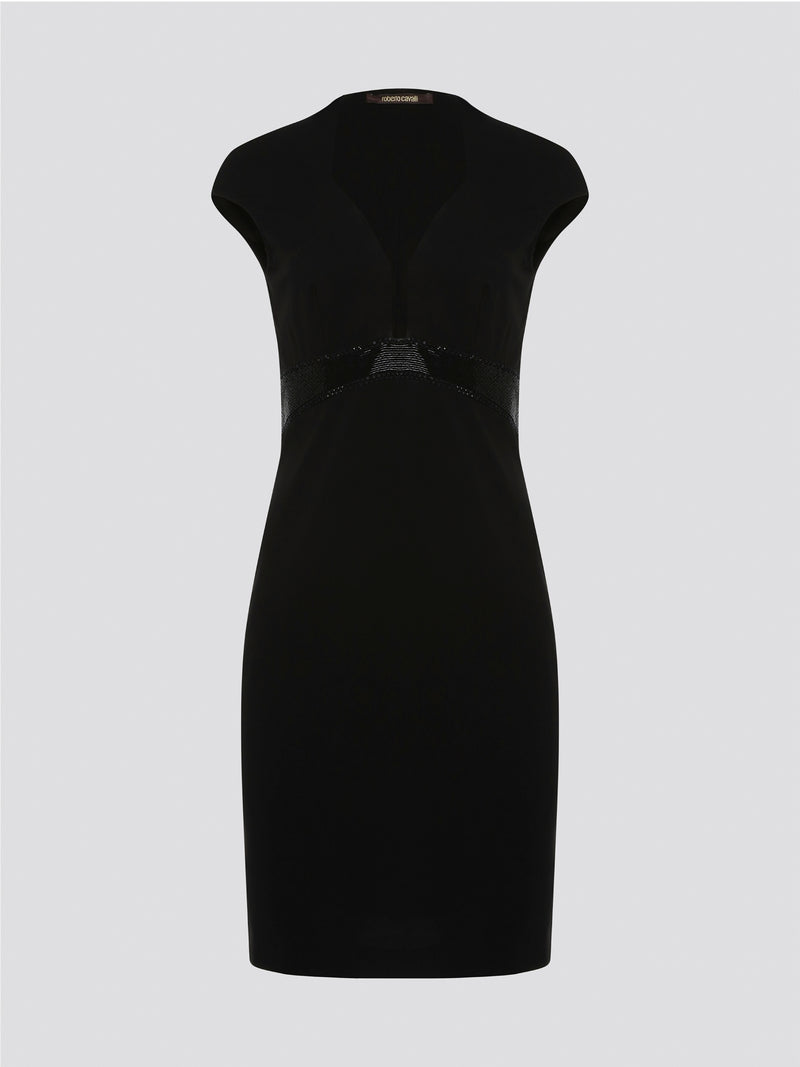 Step into the spotlight and command attention in this stunning Black Embellished Bodycon Dress from Roberto Cavalli. The intricate embellishments and figure-hugging silhouette will have all eyes on you, making you stand out from the crowd at any event. Elevate your wardrobe with this luxurious and unique piece that exudes glamour and confidence.