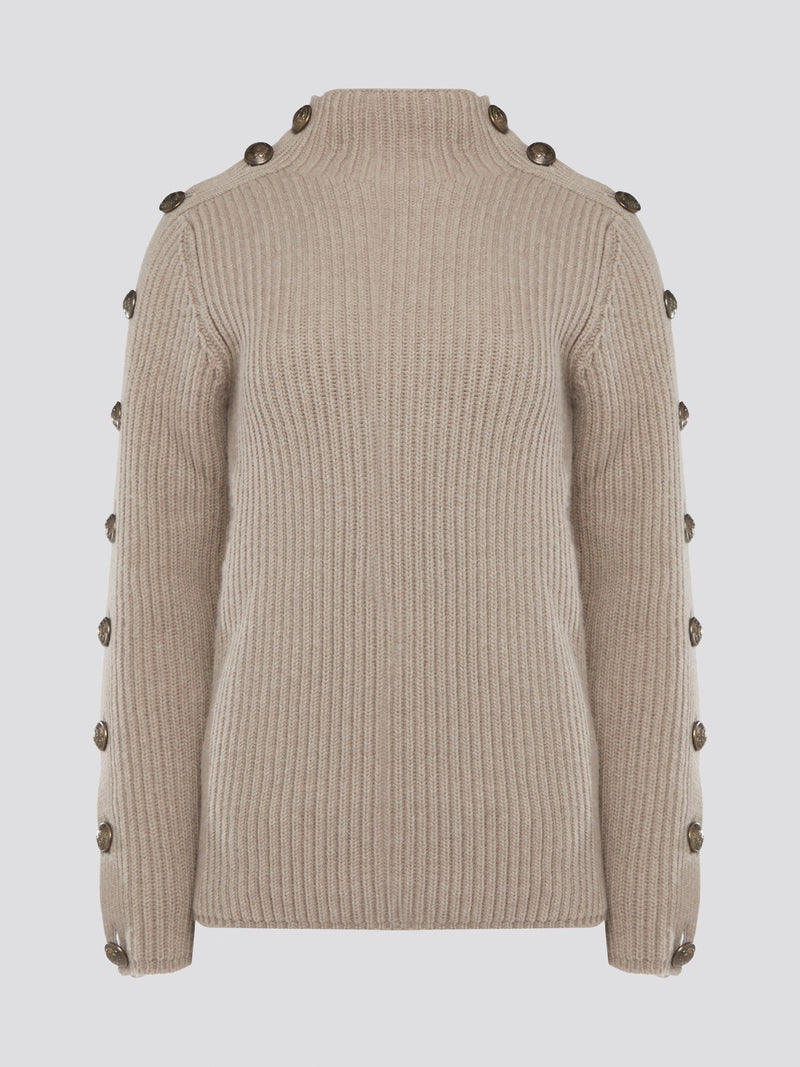 Elevate your sweater game with the luxurious Brown Button Detailed Sweater from Roberto Cavalli. This statement piece features intricate button detailing on the sleeves, adding a touch of sophistication and flair to your look. Stay cozy and stylish in this must-have staple for your fall and winter wardrobe.