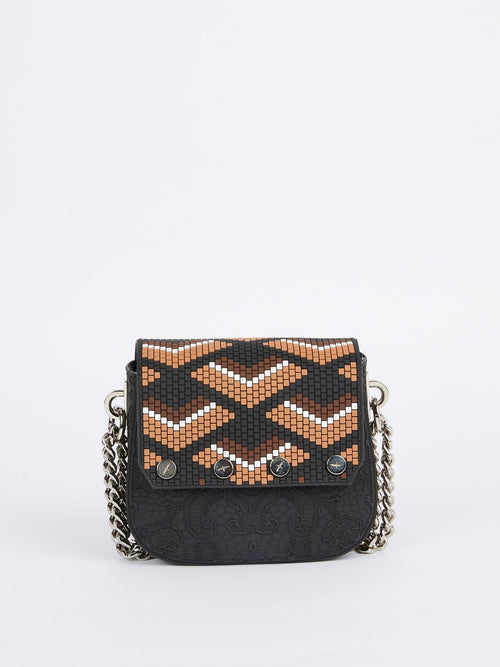 Black-Brown Mini Dafne Navajos Squared Shoulder Bag