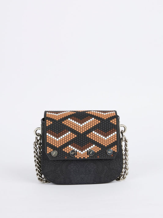 Black-Brown Mini Dafne Navajos Squared Shoulder Bag