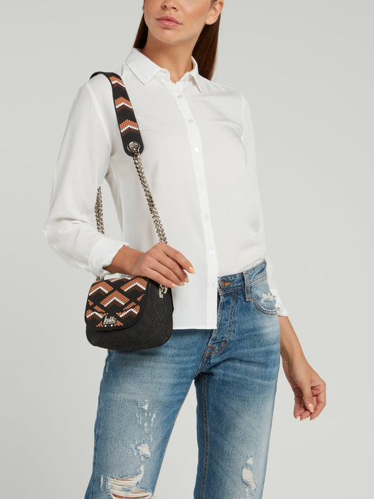 Black-Brown Mini Dafne Navajos Squared Shoulder Bag