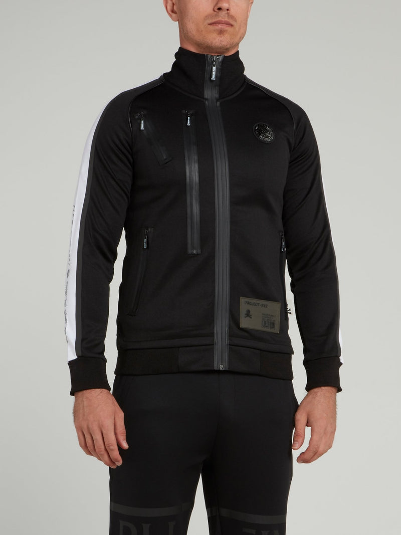 Black Scratch Print Jogging Jacket