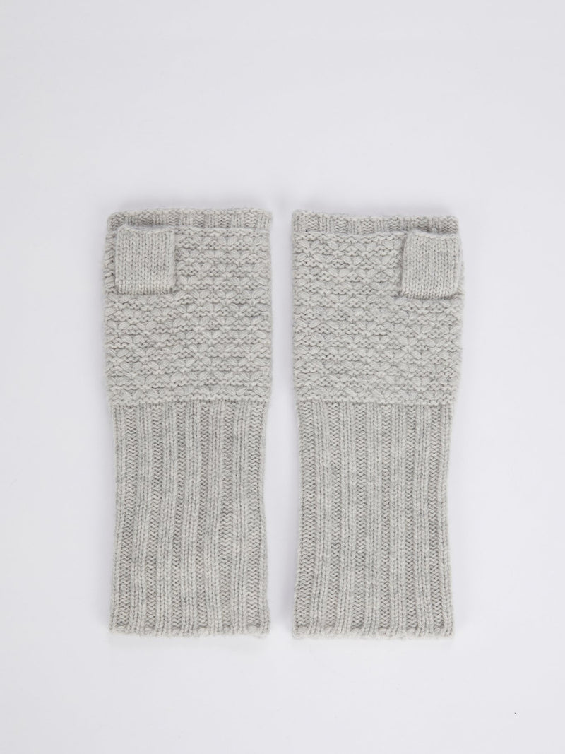 Grey Merino Knitted Mittens