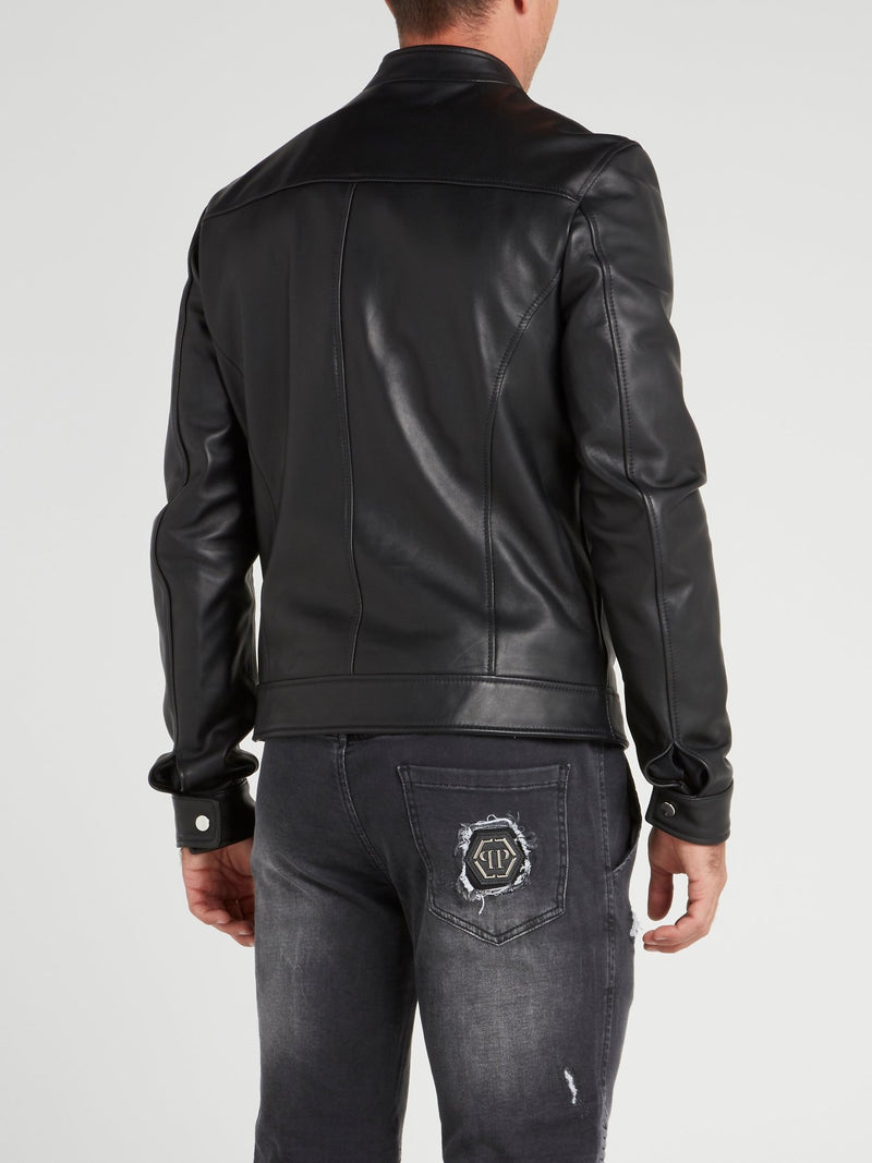 Black Leather Moto Jacket