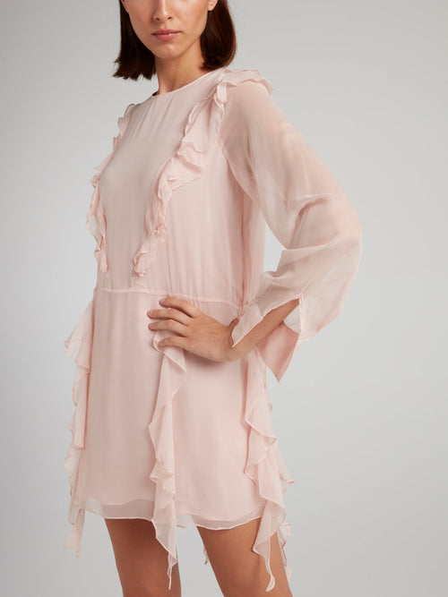 Pink Ruffle Detail Mini Dress