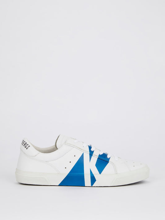 White Contrast Perforated Low Top Sneakers