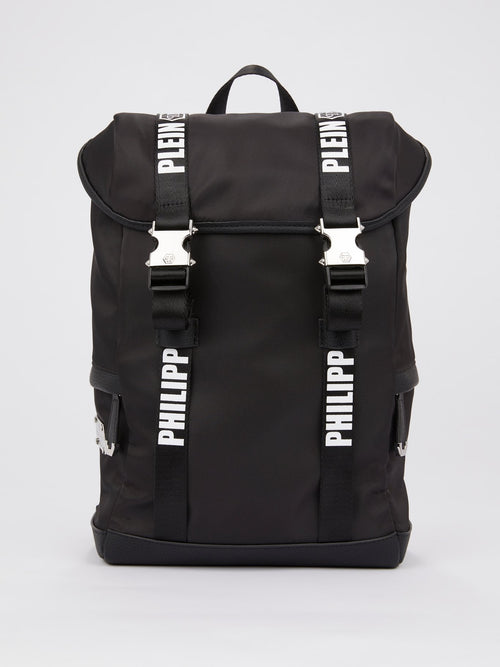 Black Logo Strap Buckle Rucksack