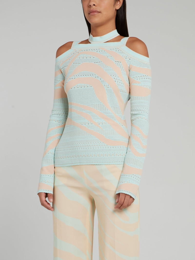 Halter Cold Shoulder Knitted Pullover