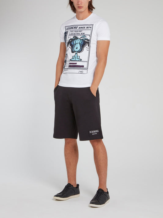Snoopy White Logo Cotton T-Shirt