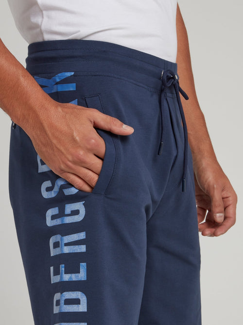 Navy Side Logo Drawstring Shorts