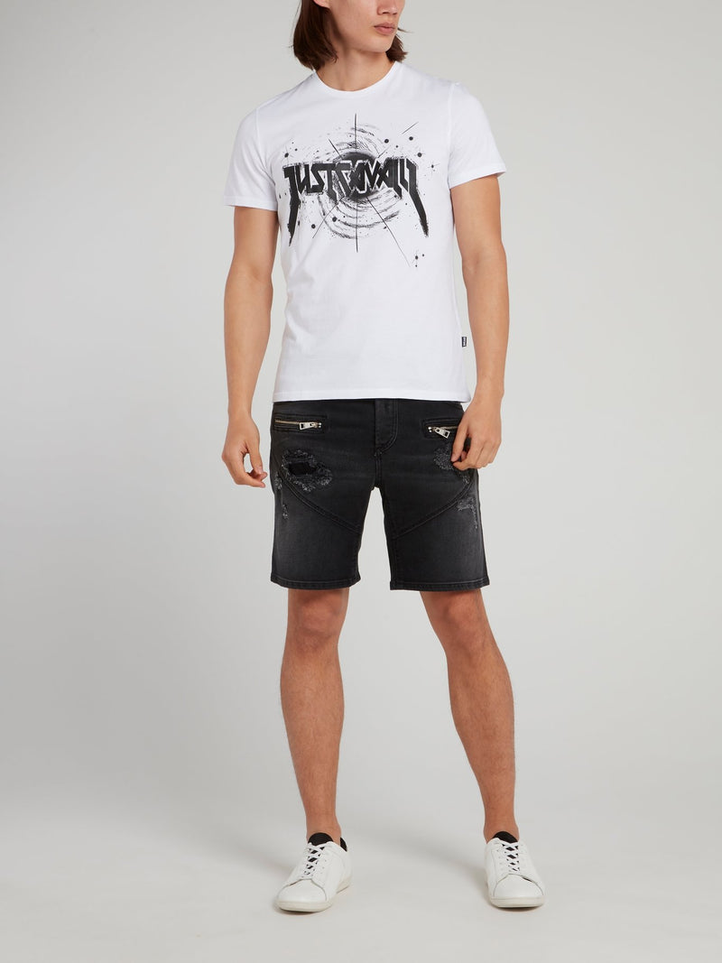 White Galaxy Print T-Shirt