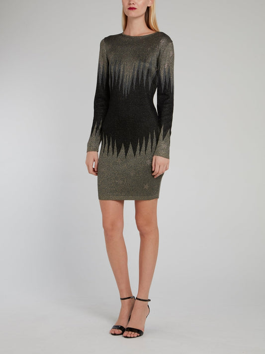 Metallic Embellished Sweater Dress