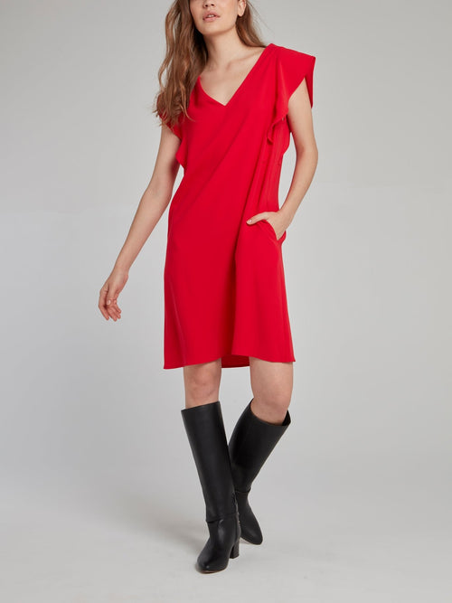 Red Butterfly Sleeve Dress
