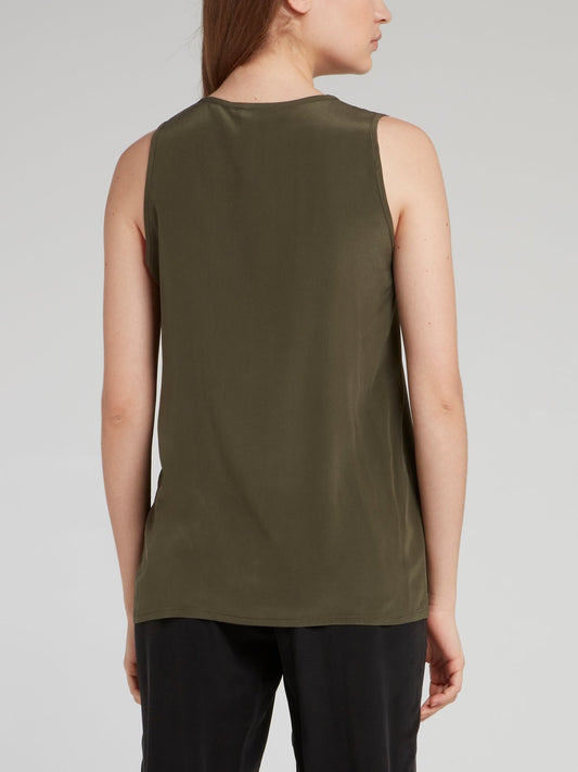 Olive Silk Tank Top