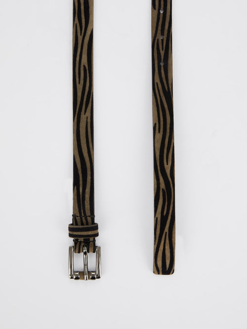 Brown Animal Print Suede Belt