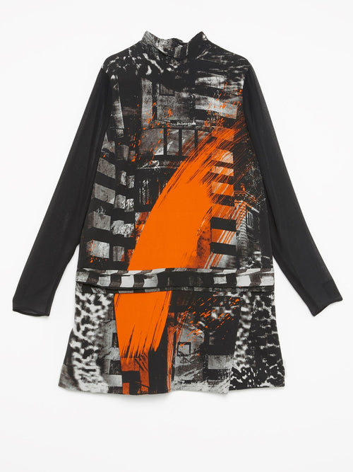 Black Abstract Mini Dress