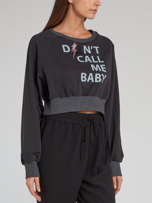June Black Cropped Sweatshirt