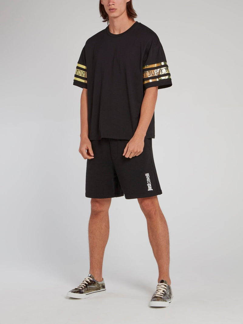 Black Logo Sleeve Loose Fit T-Shirt