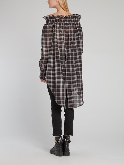 Check Off-The-Shoulder Long Tail Top
