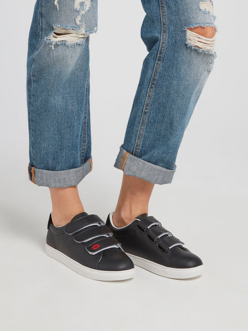 Edith Black Multi-Strap Sneakers