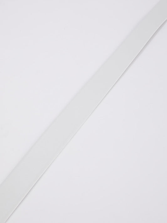 Logo Buckle White Leather Belt
