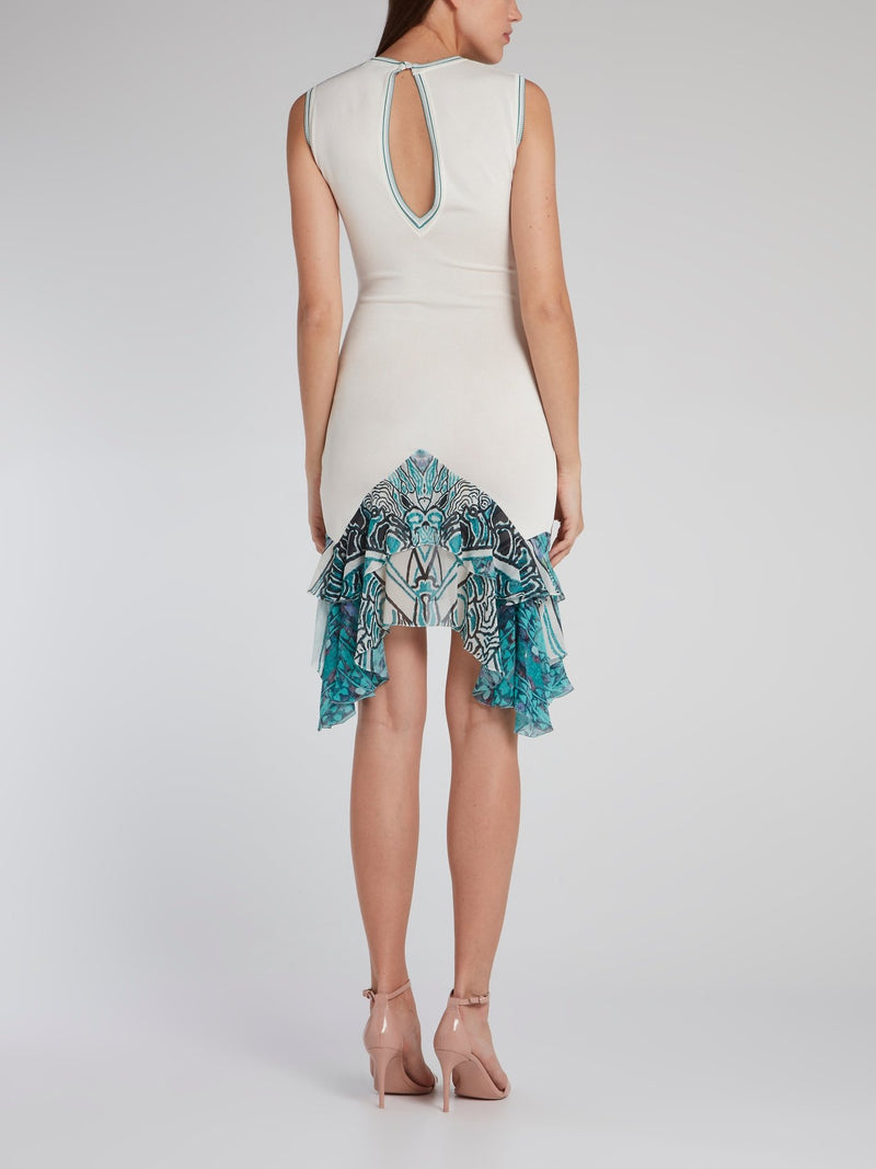 Printed Frill Hem High Low Dress