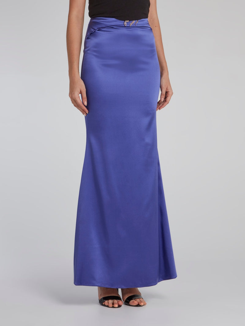 Purple Flared Maxi Skirt