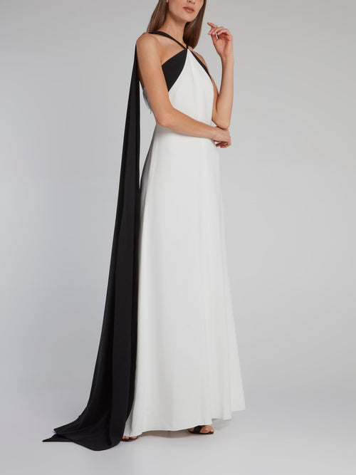 Forest Two Tone Halter Evening Dress