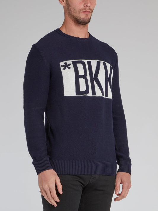 Navy Ribbed Edge Statement Sweater