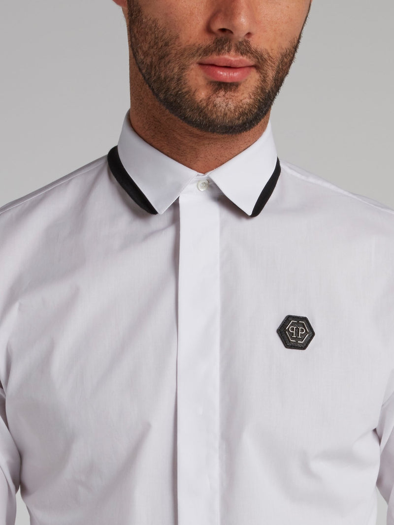 White Rear Statement Shirt