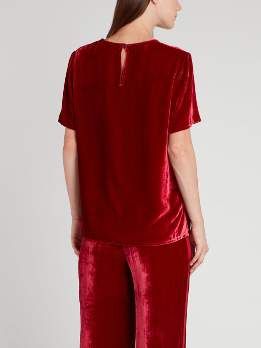 Burgundy Keyhole Back Velvet Top