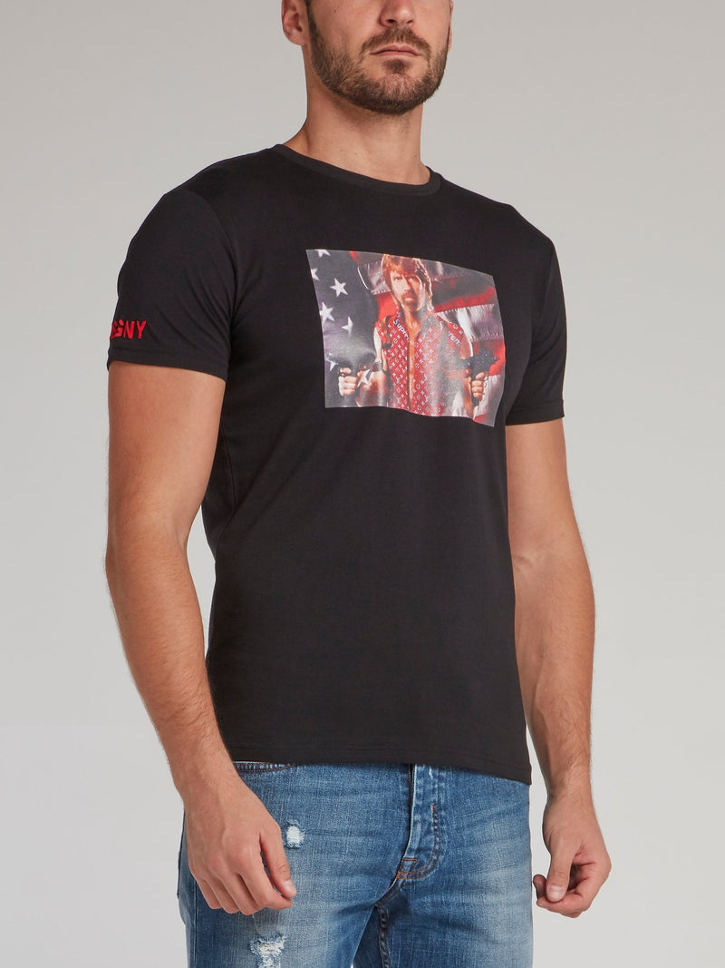 Black Graphic Print Crewneck T-Shirt