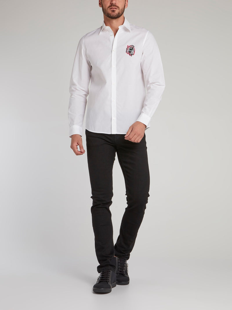 White Appliquéd Logo Shirt