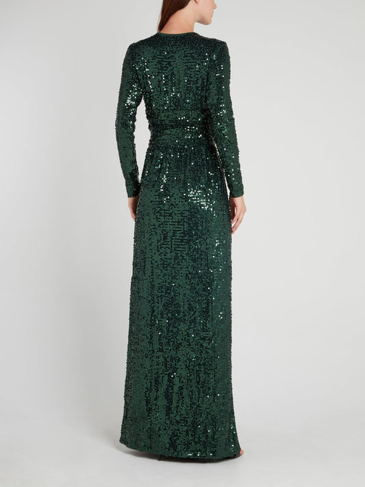 Emerald Sequin Maxi Dress