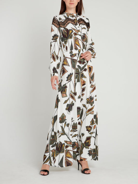 Платье с рукавами "епископ" и вставкой из кружева