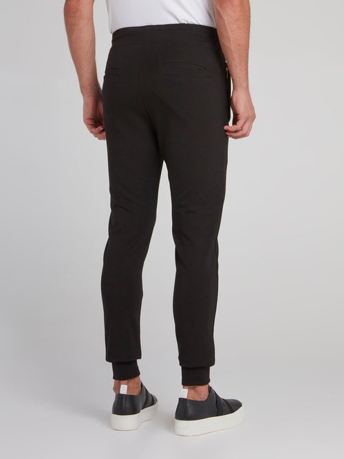 Black Appliquéd Jogging Trousers